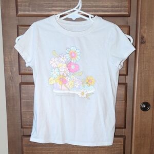 Cat & Jack White Floral Sneaker Graphic Tee